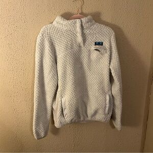 Simply Southern Fuzzy Fleece Pullover Jacket Snap 1/4 Winter White Cream Size L